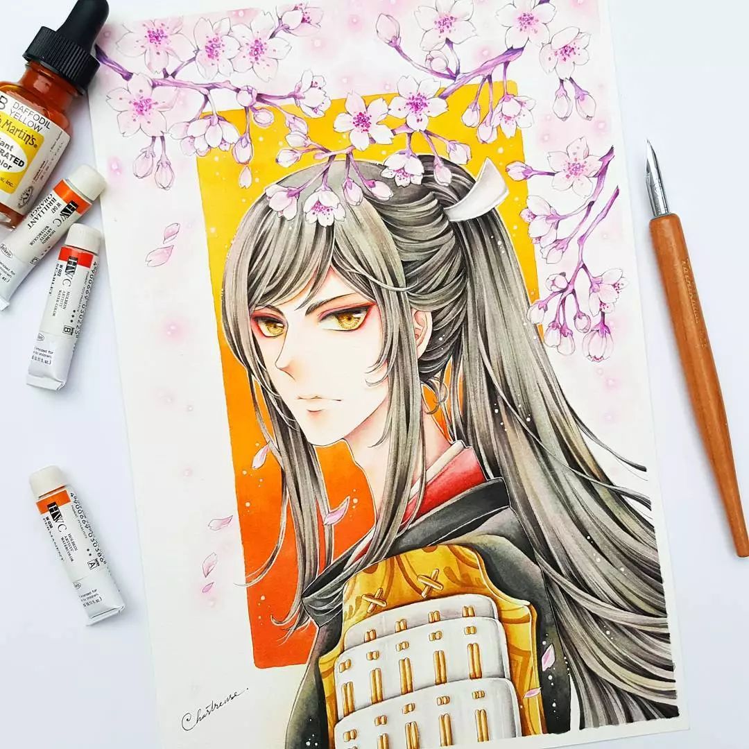 压箱底的手绘动漫插画复古风美女来了