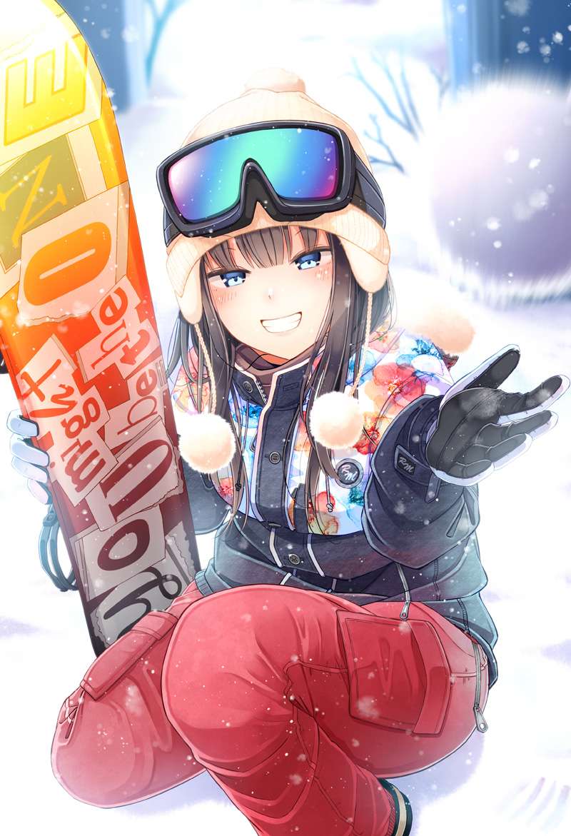二次元美图 滑雪板少女
