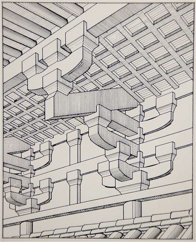 素描排线 古代木制建筑房屋线稿