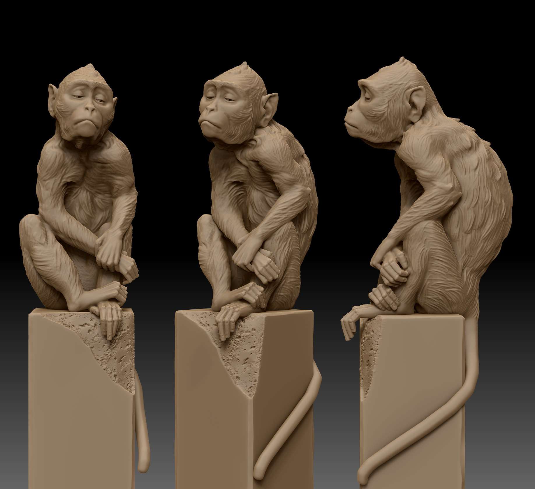 猴子3D石膏模型
