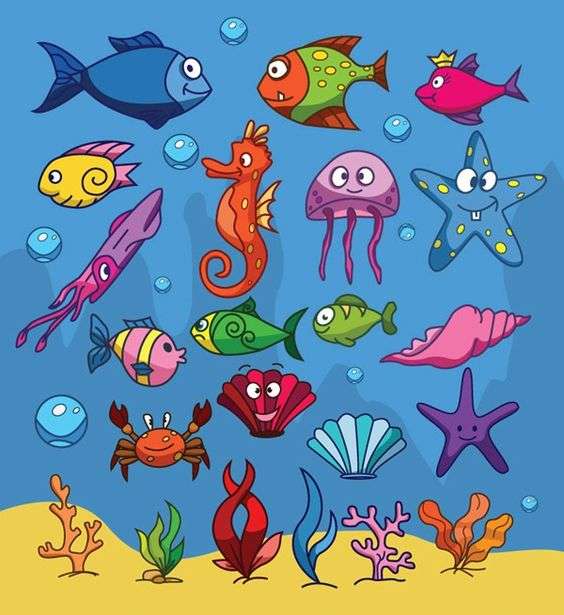 海洋里哪些各种小动物绘画集合
