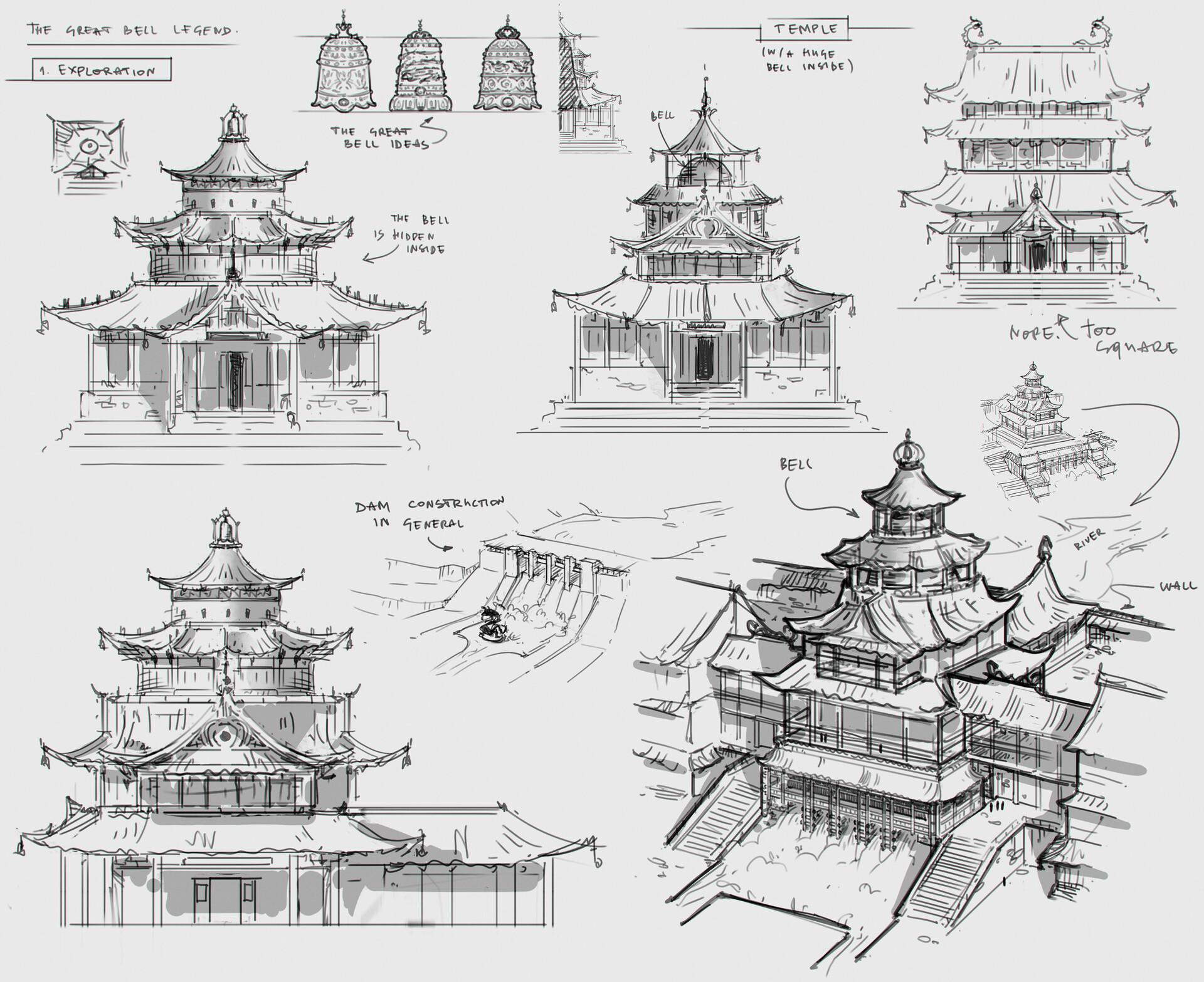 亚洲建筑的探索草图