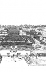 北京故宫全局线条钢笔手绘