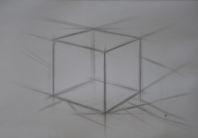 素描几何体六面正方体绘画方法步骤