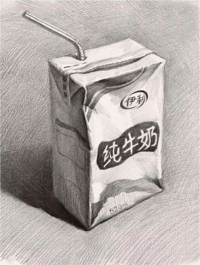 素描牛奶盒 盒子素描练习步骤