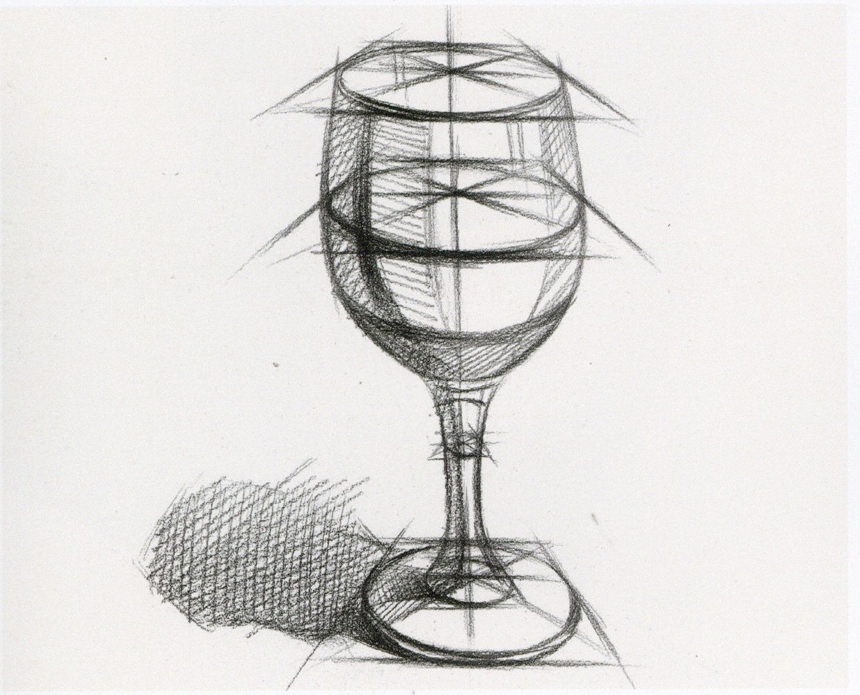 玻璃杯实物：素描高脚杯结构步骤教程