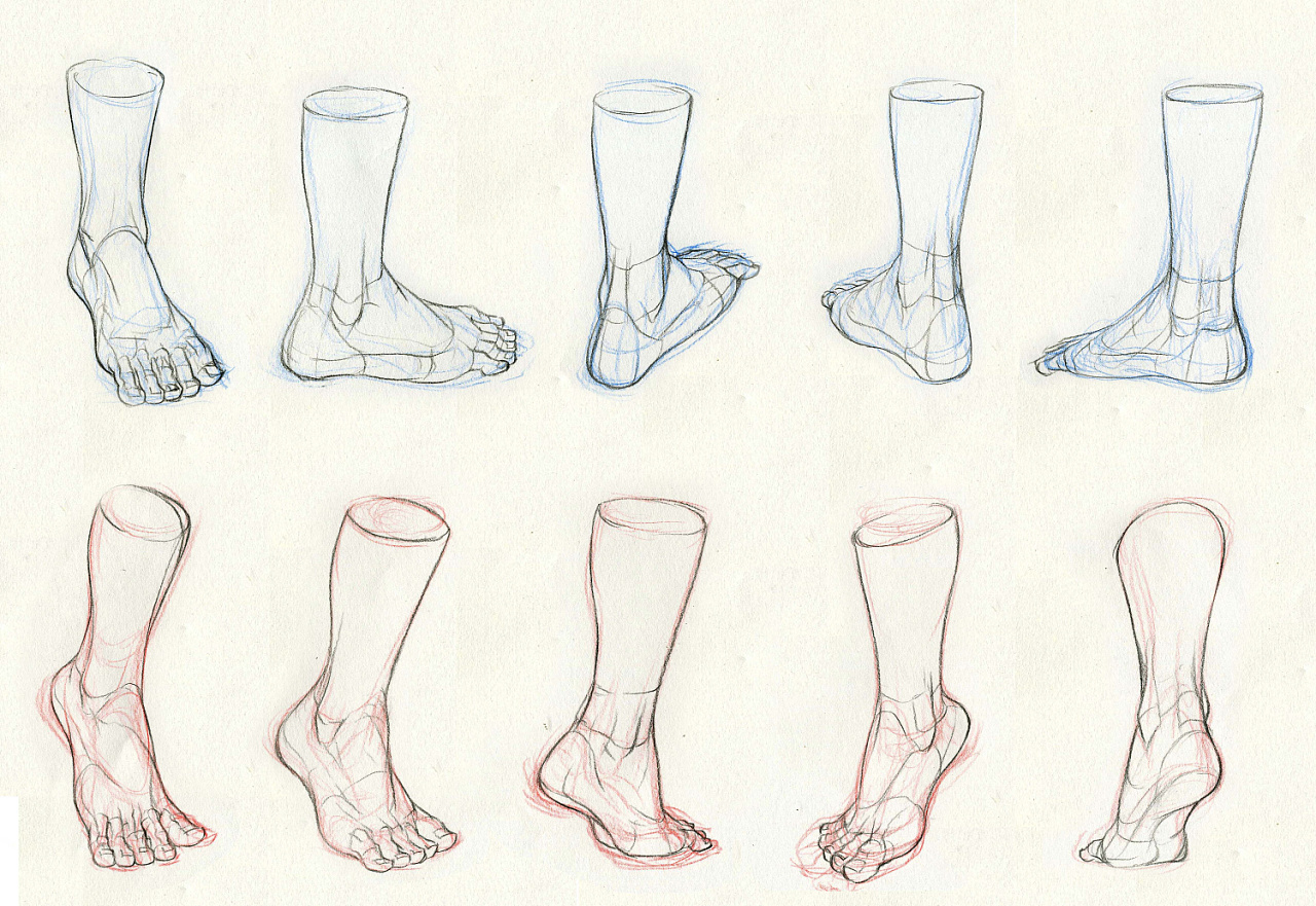 脚怎么画？一组案例教你正确素描画脚+鞋子-普画网