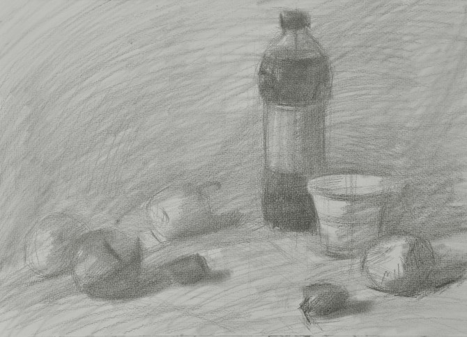 素描百事可乐 苹果 杯子等静物组合 结构教程