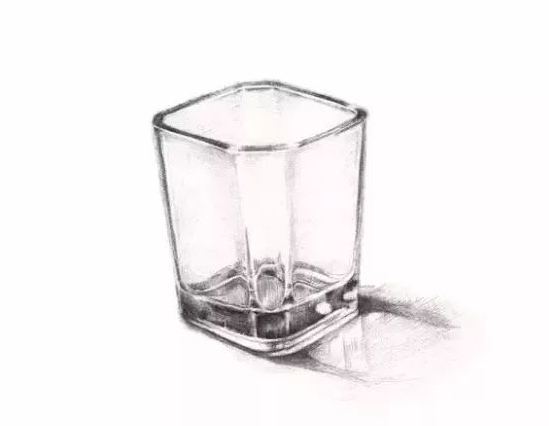 素描四角透明玻璃杯步骤详解