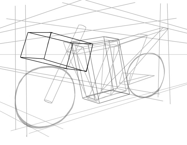 实战练习利用两点透视画一辆摩托车