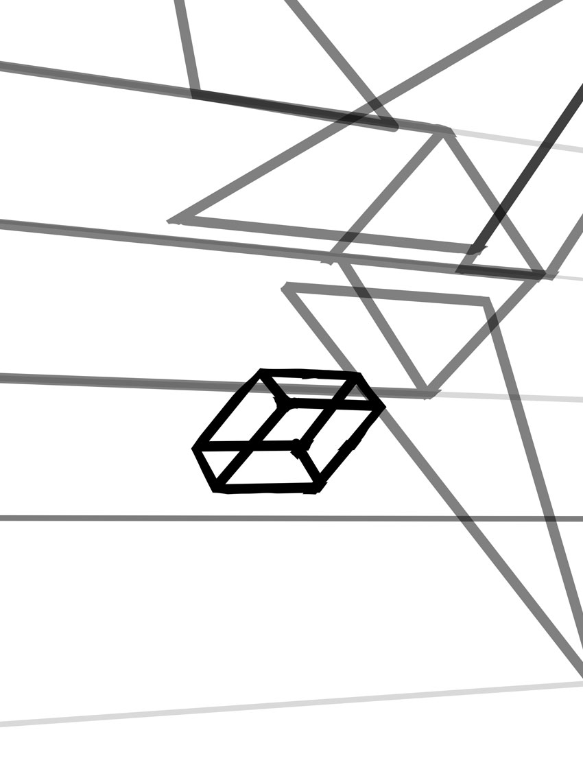 教你用绘画中的一点透视画一架飞机
